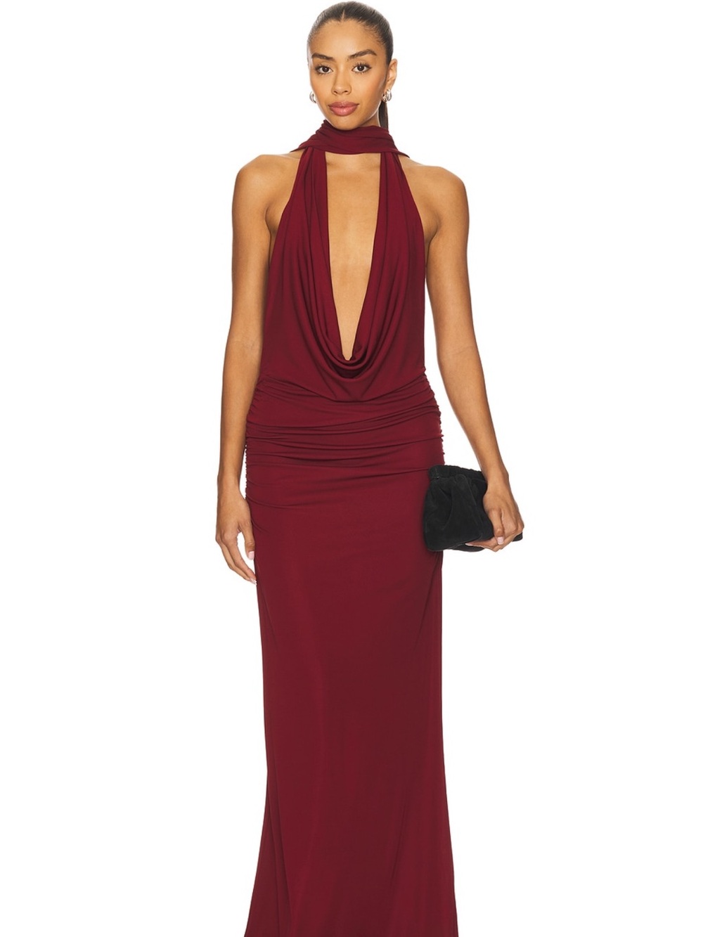 NBD The Lisha gown in burgundy